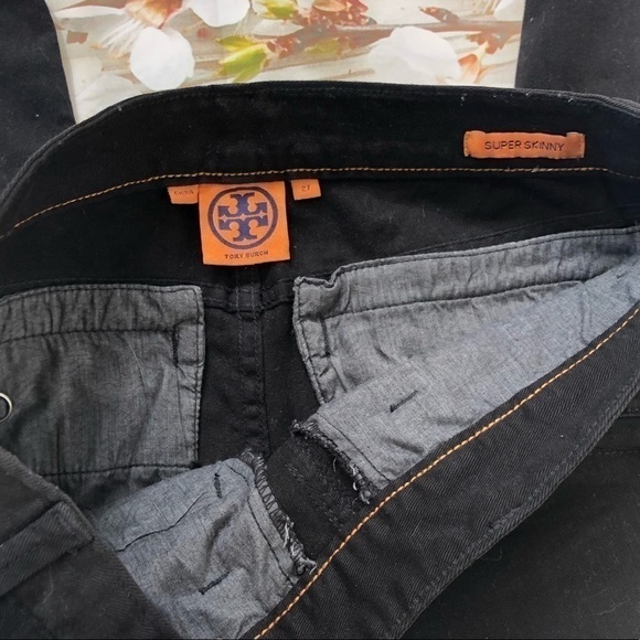 𝅺TORY Burch Super Skinny Zipper Moto Jeans 27 Black - Picture 7 of 11